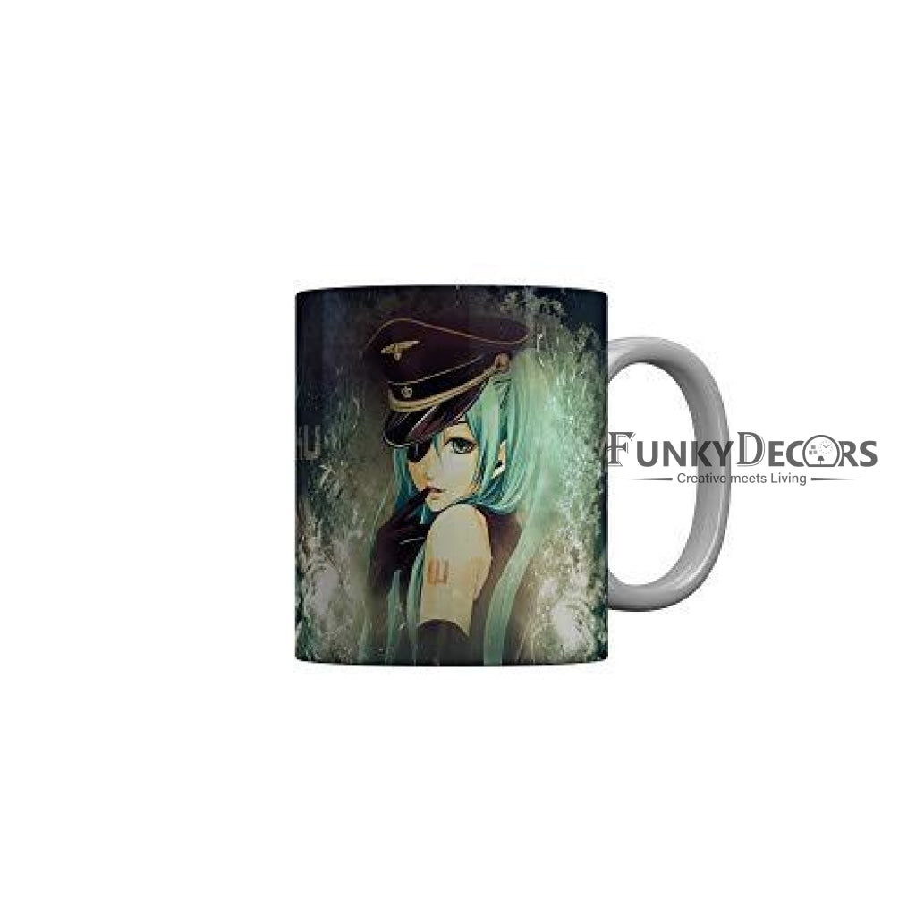 Funkydecors Anime Girl Gothic Cat Ceramic Mug 350 Ml Multicolor Mugs