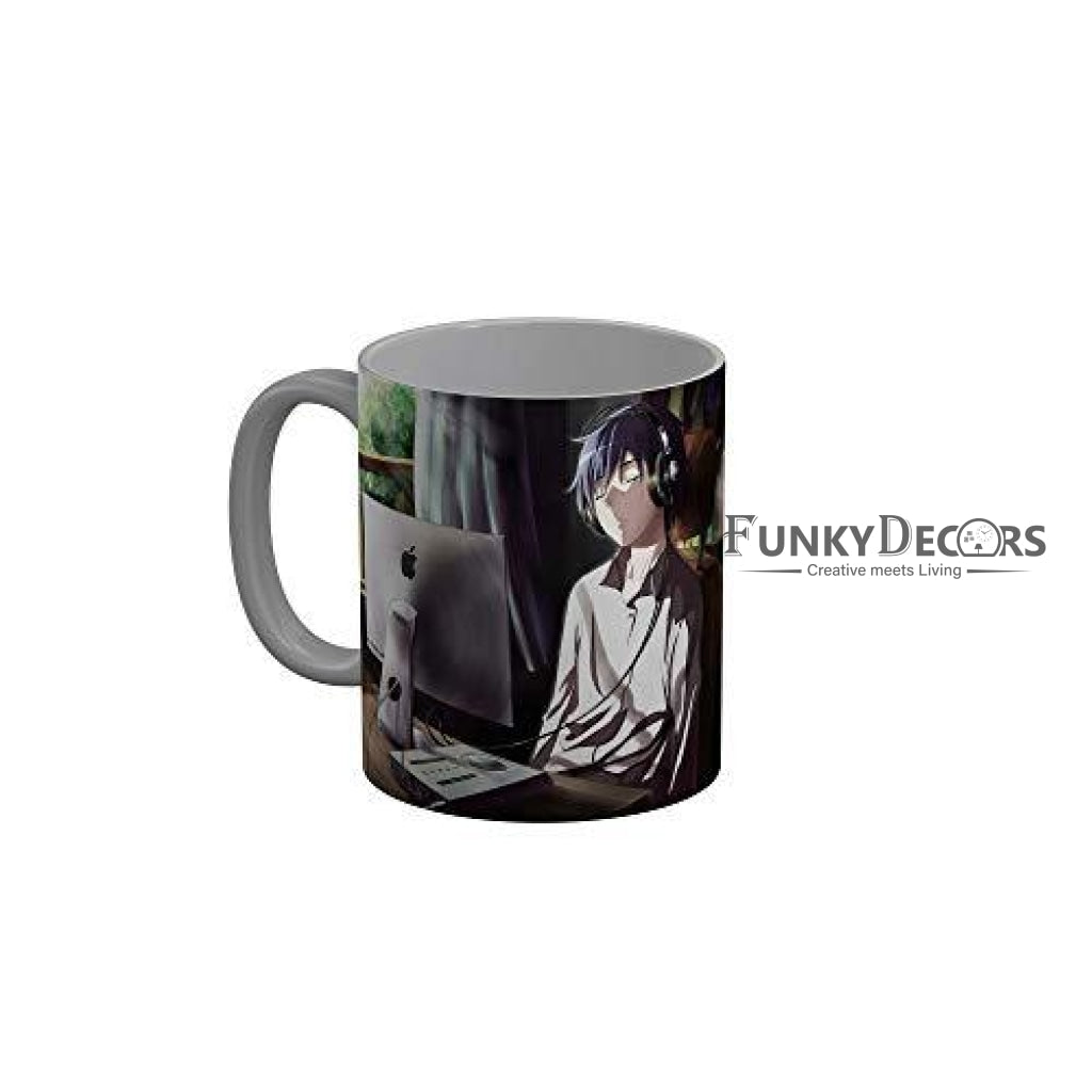 Funkydecors Anime Girl Gothic Cat Ceramic Mug 350 Ml Multicolor Mugs