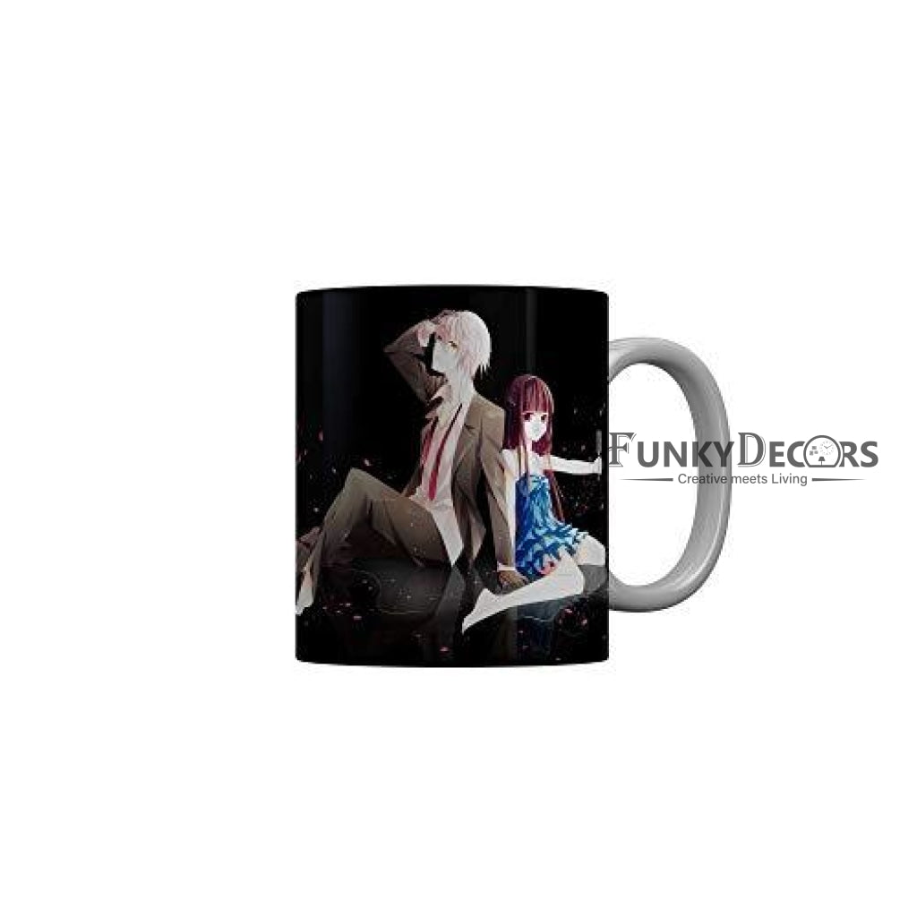 Funkydecors Anime Girl Gothic Cat Ceramic Mug 350 Ml Multicolor Mugs