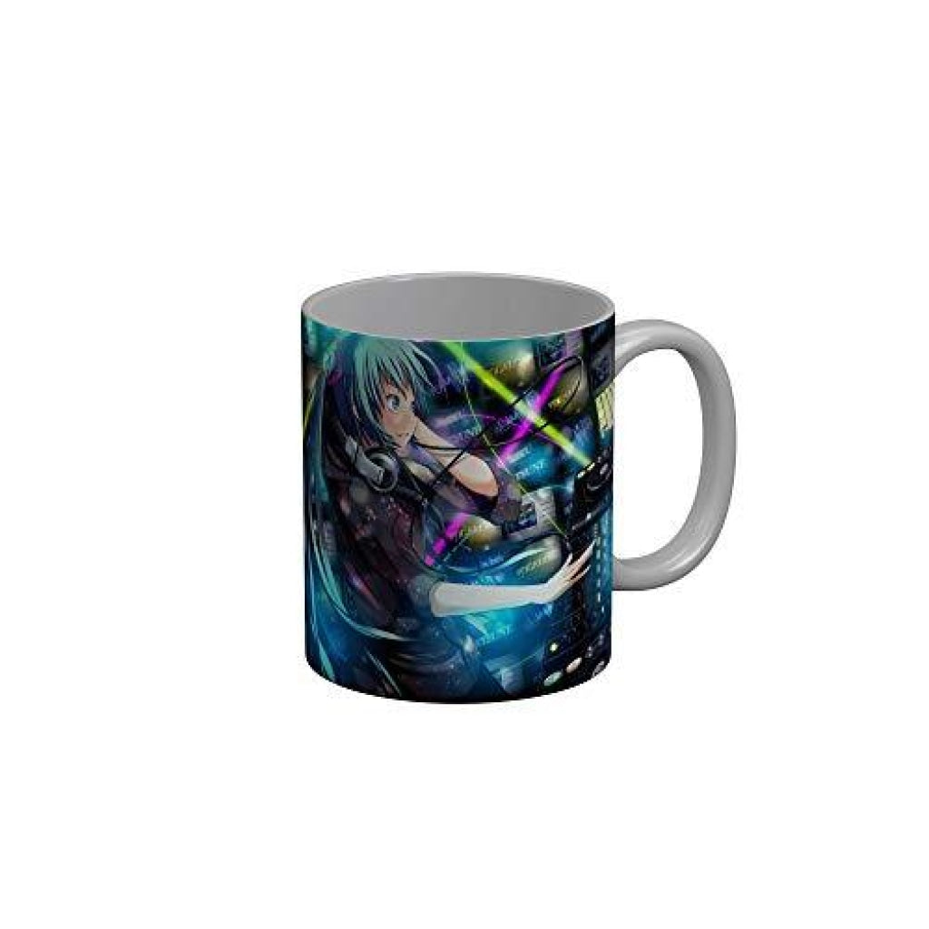 Funkydecors Anime Girl Gothic Cat Ceramic Mug 350 Ml Multicolor Mugs