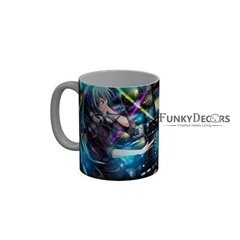 Funkydecors Anime Girl Gothic Cat Ceramic Mug 350 Ml Multicolor Mugs