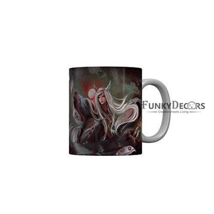 Funkydecors Anime Girl Gothic Cat Ceramic Mug 350 Ml Multicolor Mugs