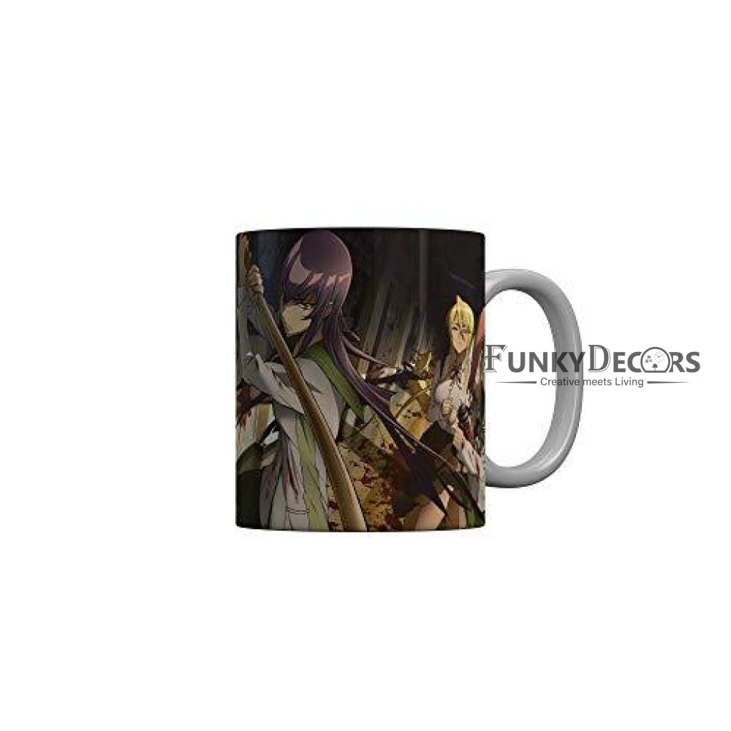 Funkydecors Anime Girl Gothic Cat Ceramic Mug 350 Ml Multicolor Mugs