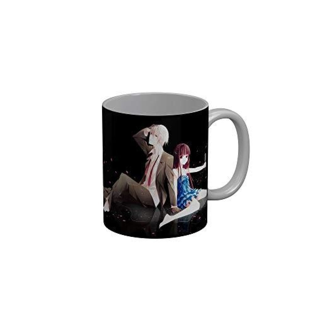 Funkydecors Anime Girl Gothic Cat Ceramic Mug 350 Ml Multicolor Mugs