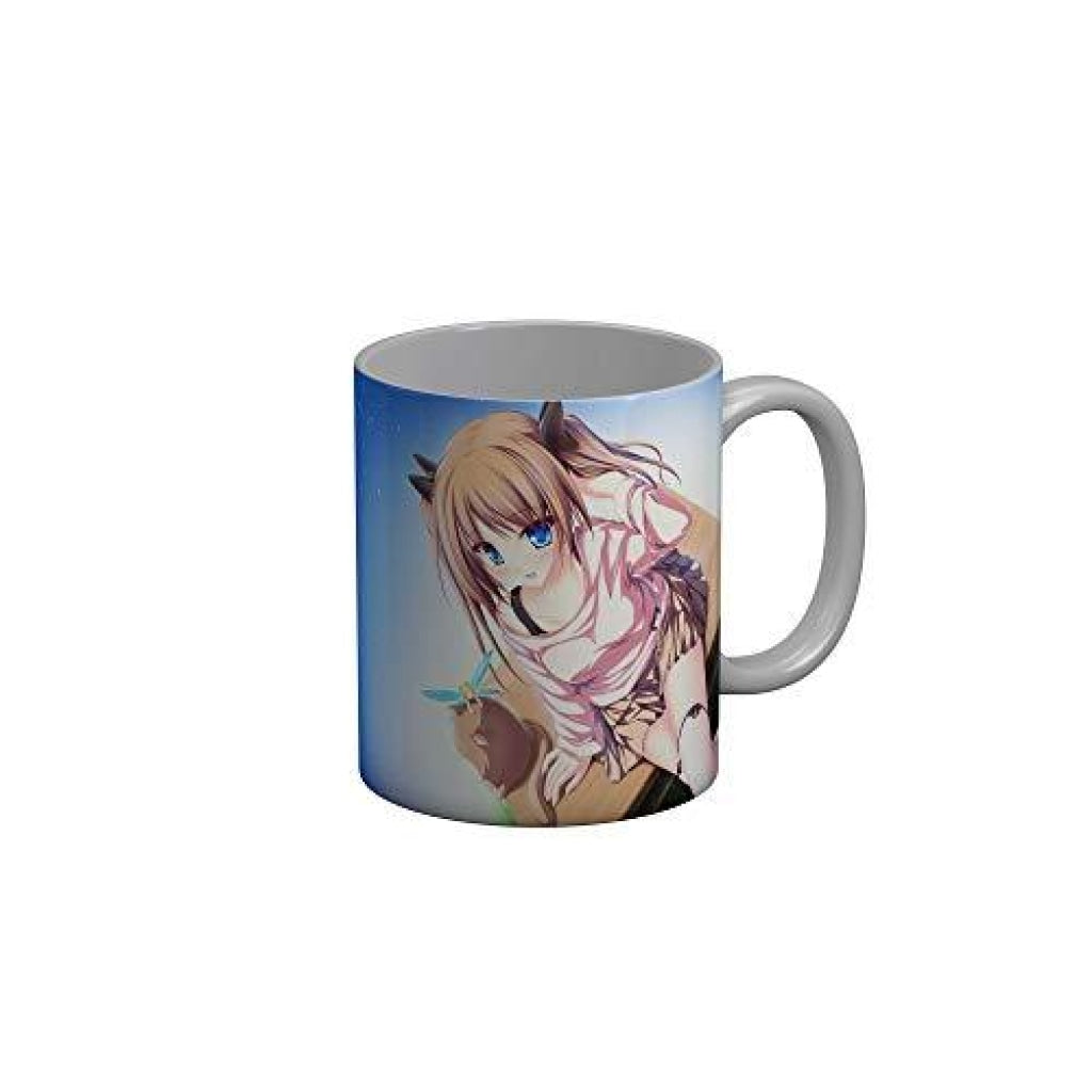 Funkydecors Anime Girl Gothic Cat Ceramic Mug 350 Ml Multicolor Mugs