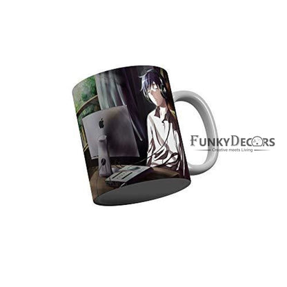 Funkydecors Anime Girl Gothic Cat Ceramic Mug 350 Ml Multicolor Mugs