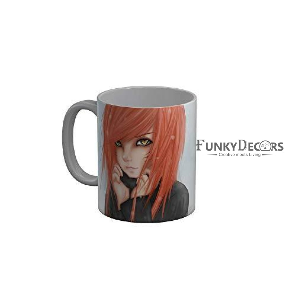 Funkydecors Anime Girl Gothic Cat Ceramic Mug 350 Ml Multicolor Mugs