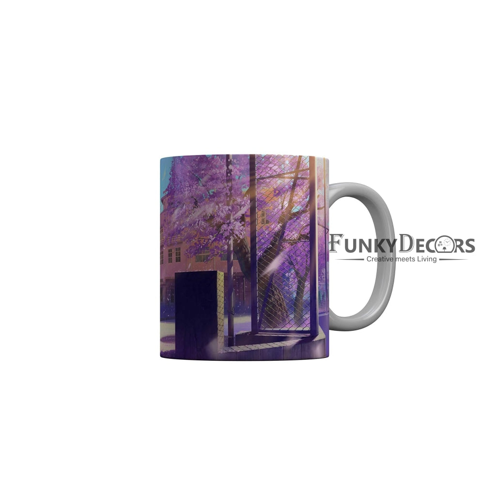 Funkydecors Anime Girl Gothic Cat Ceramic Mug 350 Ml Multicolor Mugs