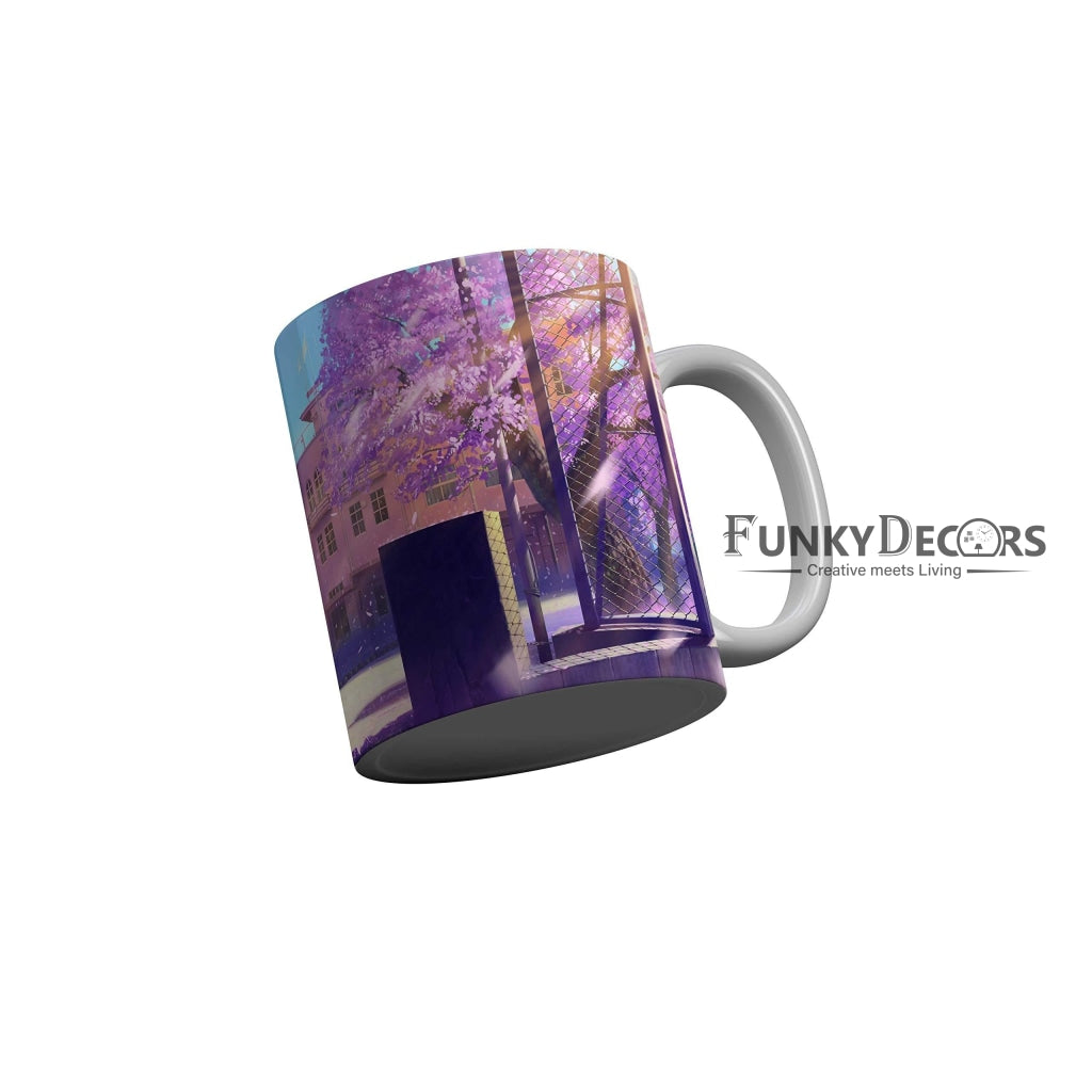 Funkydecors Anime Girl Gothic Cat Ceramic Mug 350 Ml Multicolor Mugs