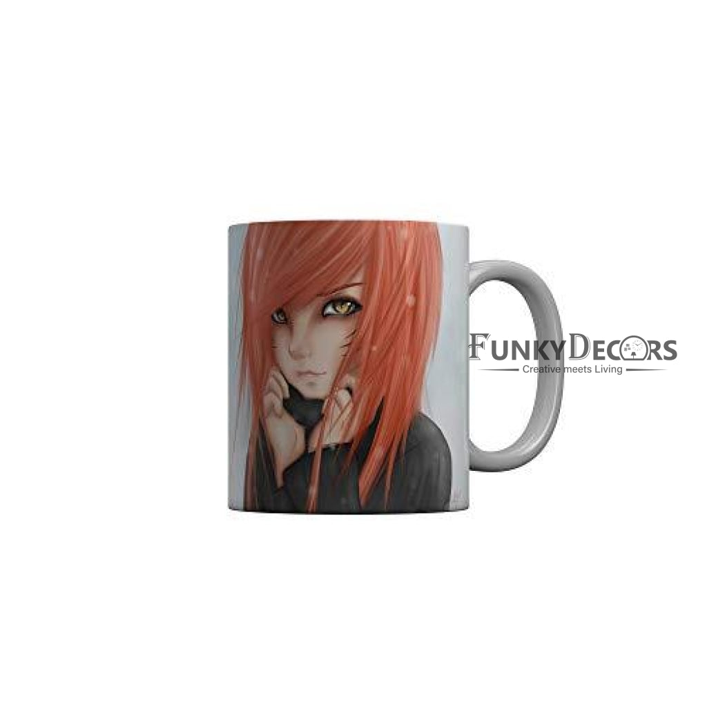 Funkydecors Anime Girl Gothic Cat Ceramic Mug 350 Ml Multicolor Mugs
