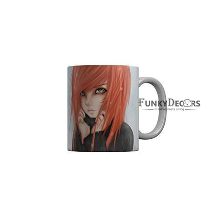 Funkydecors Anime Girl Gothic Cat Ceramic Mug 350 Ml Multicolor Mugs