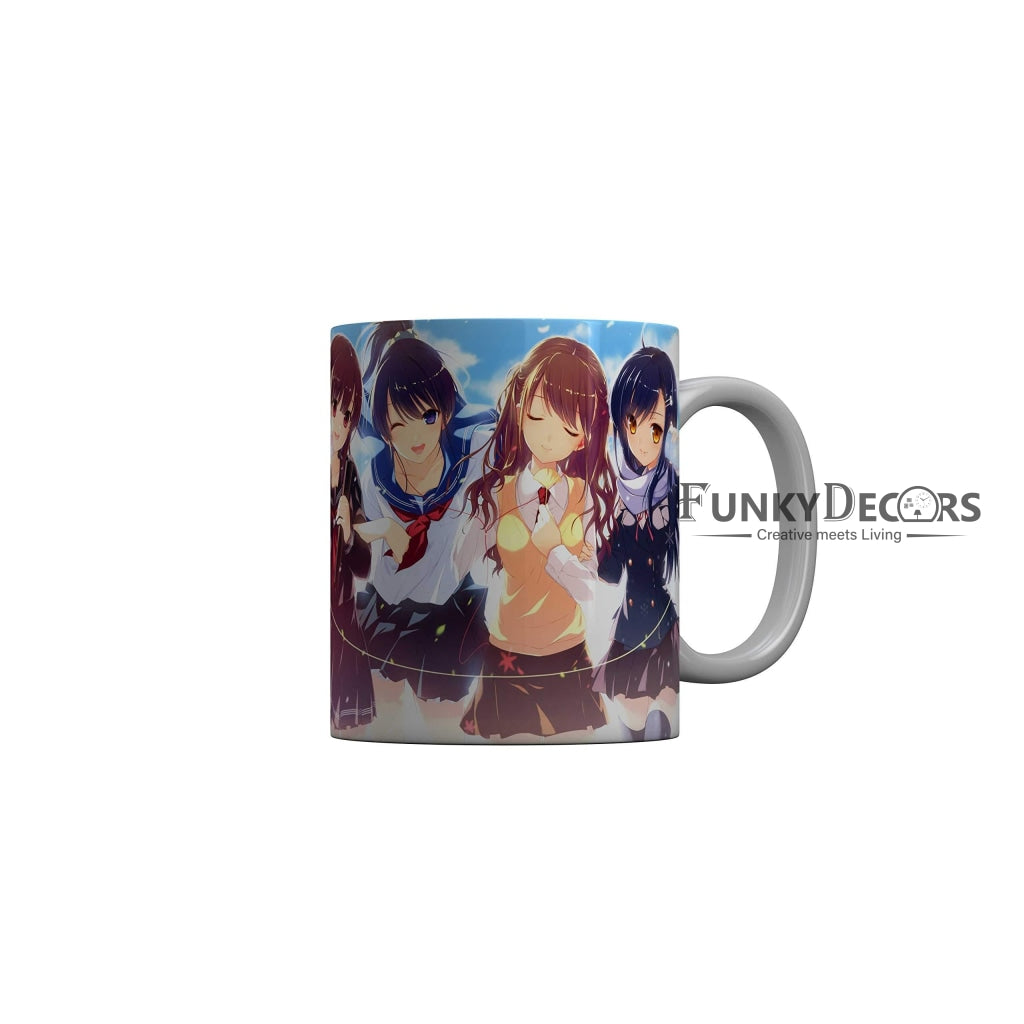 Funkydecors Anime Girl Gothic Cat Ceramic Mug 350 Ml Multicolor Mugs