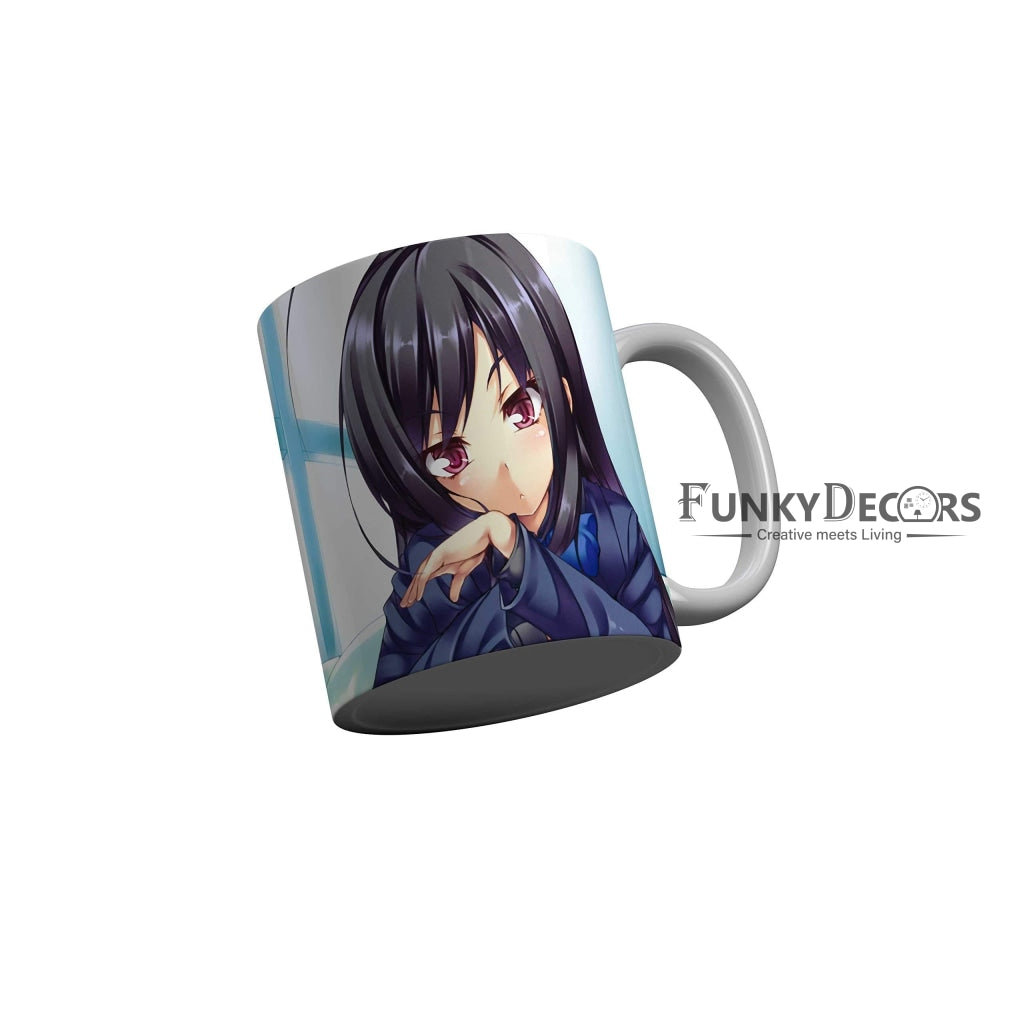 Funkydecors Anime Girl Gothic Cat Ceramic Mug 350 Ml Multicolor Mugs