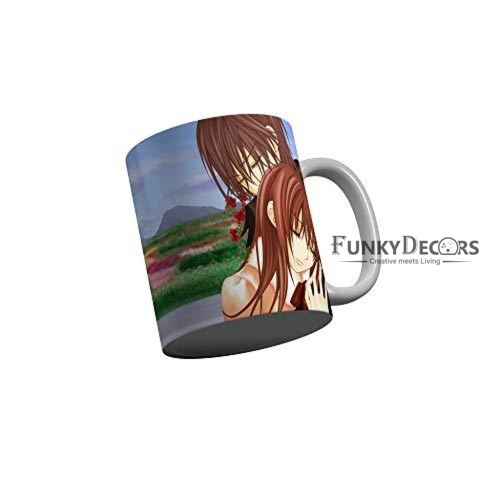 Funkydecors Anime Girl Gothic Cat Ceramic Mug 350 Ml Multicolor Mugs