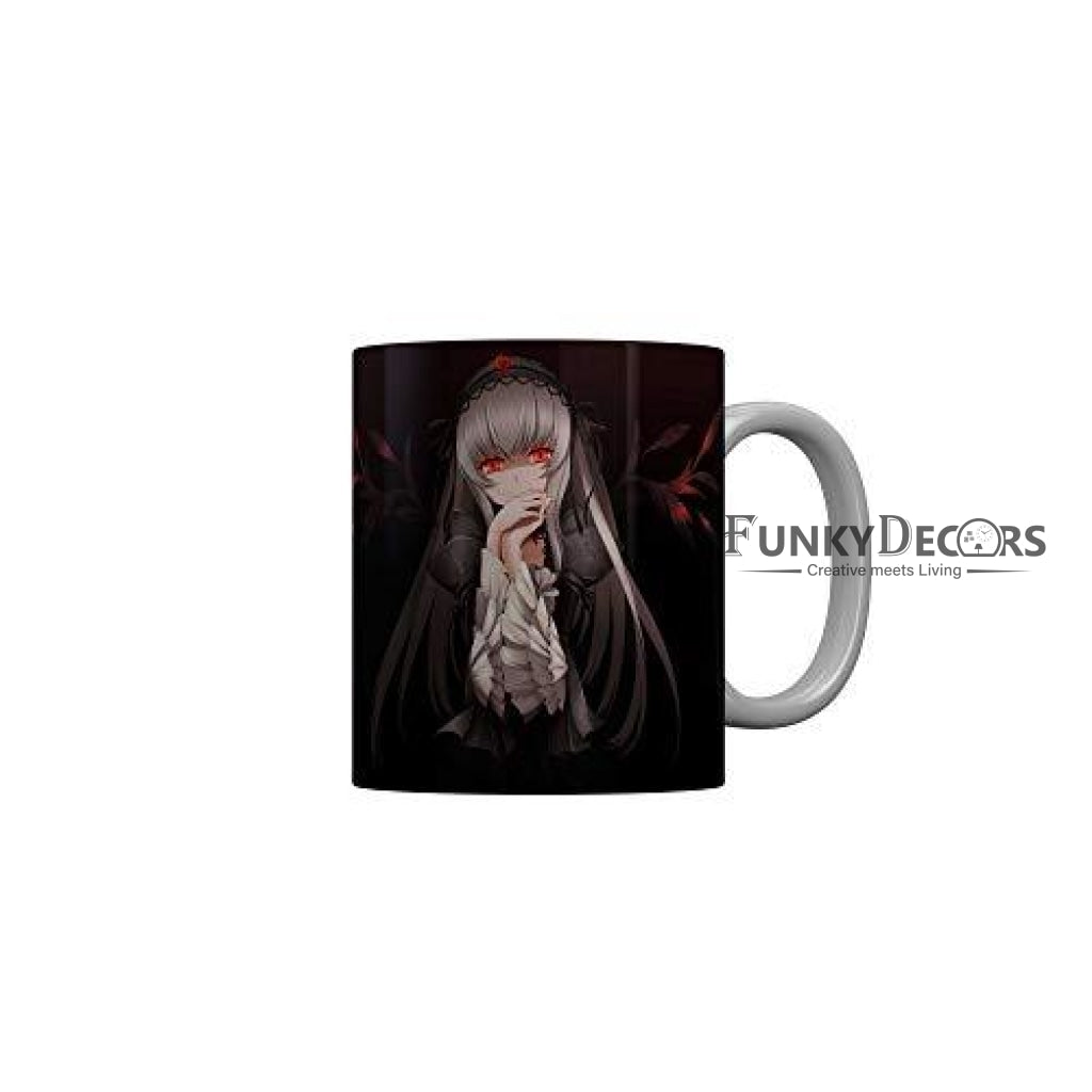 Funkydecors Anime Girl Gothic Cat Ceramic Mug 350 Ml Multicolor Mugs