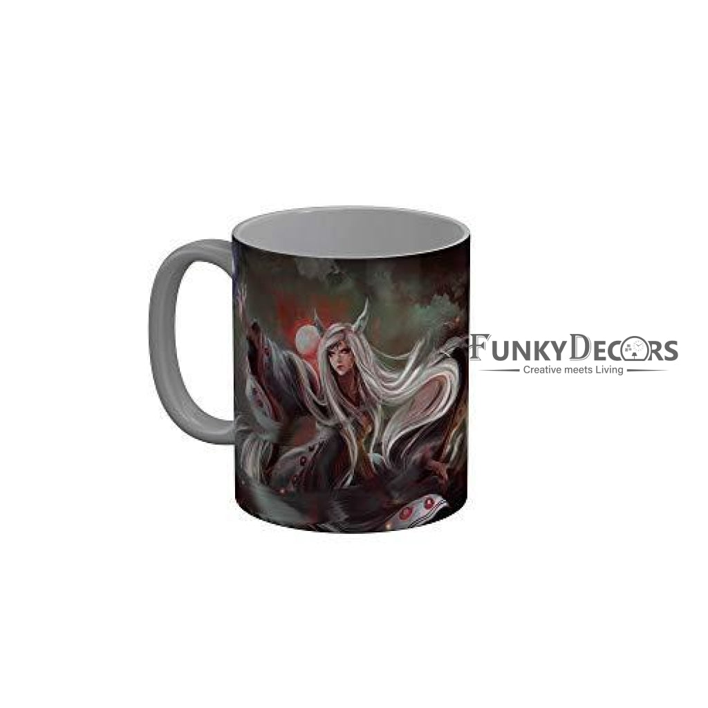Funkydecors Anime Girl Gothic Cat Ceramic Mug 350 Ml Multicolor Mugs