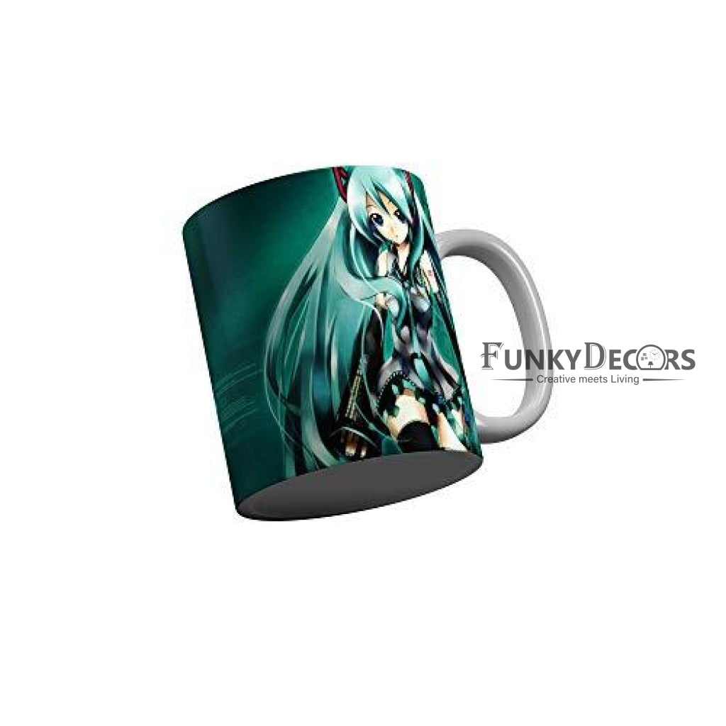 Funkydecors Anime Girl Gothic Cat Ceramic Mug 350 Ml Multicolor Mugs
