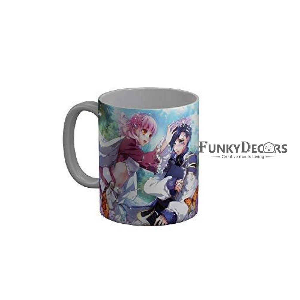 Funkydecors Anime Girl Gothic Cat Ceramic Mug 350 Ml Multicolor Mugs