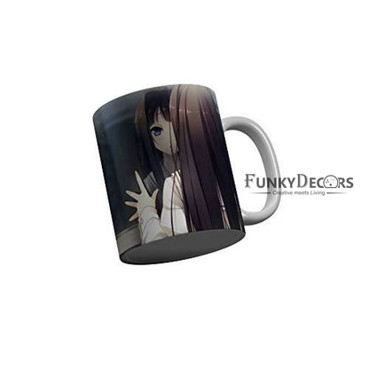 Funkydecors Anime Girl Gothic Cat Ceramic Mug 350 Ml Multicolor Mugs