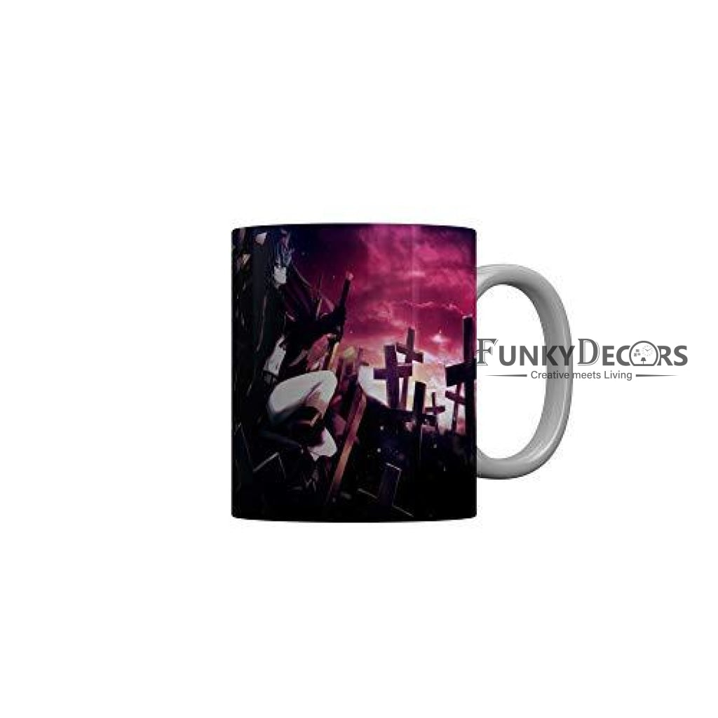 Funkydecors Anime Girl Gothic Cat Ceramic Mug 350 Ml Multicolor Mugs