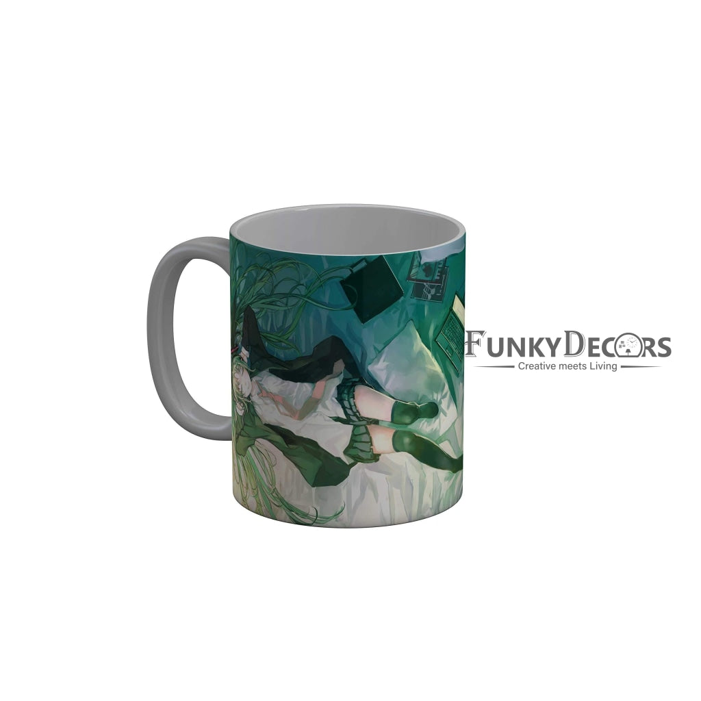 Funkydecors Anime Girl Gothic Cat Ceramic Mug 350 Ml Multicolor Mugs