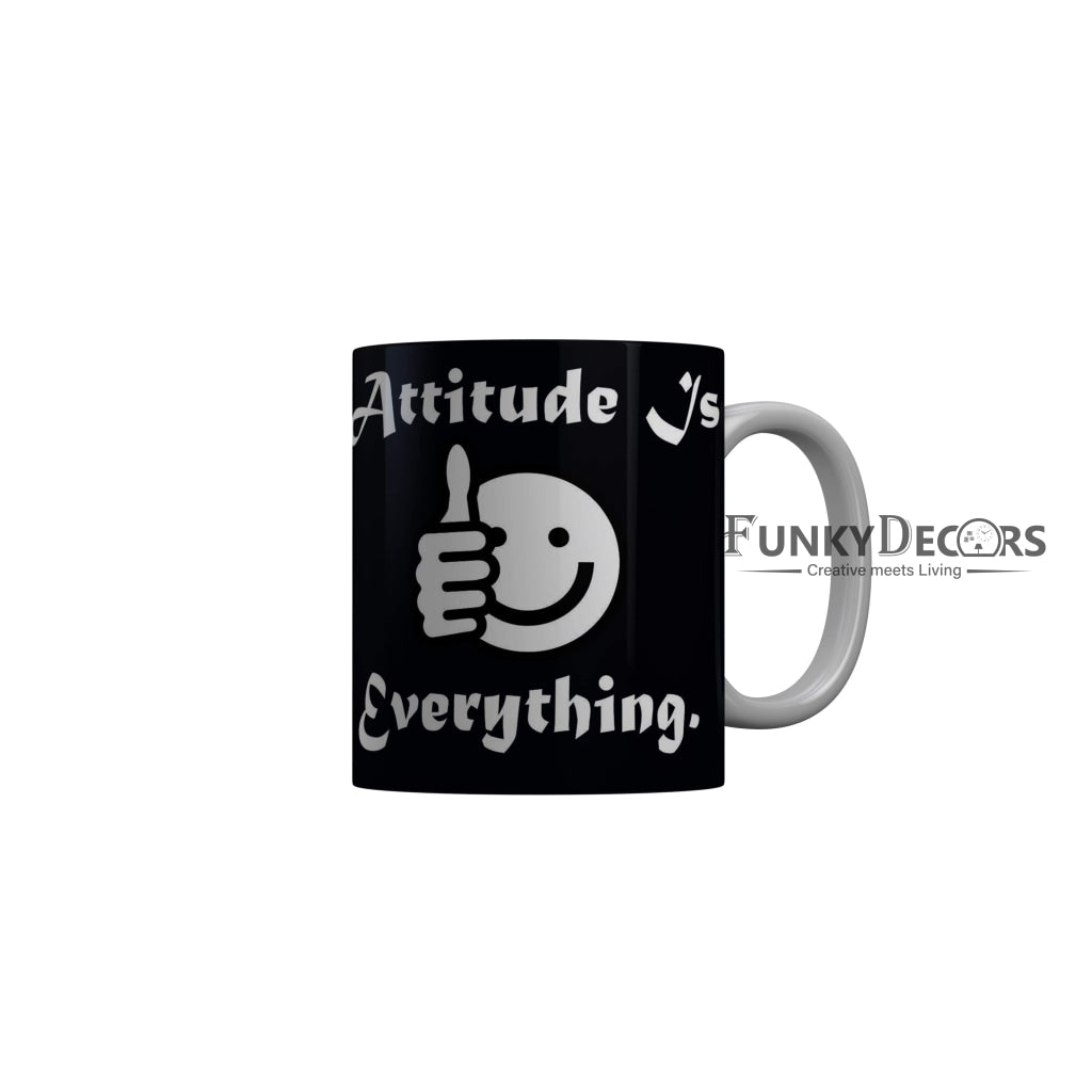 FunkyDecors Attitude Vs Everything Black Funny Quotes Ceramic Coffee Mug, 350 ml Mug FunkyDecors
