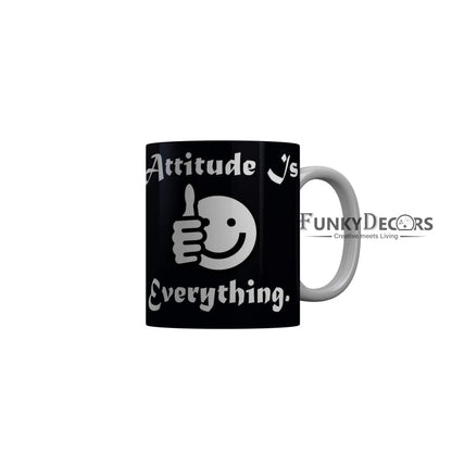 FunkyDecors Attitude Vs Everything Black Funny Quotes Ceramic Coffee Mug, 350 ml Mug FunkyDecors