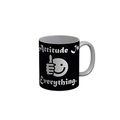 Funkydecors Attitude Vs Everything Black Funny Quotes Ceramic Coffee Mug 350 Ml Mugs