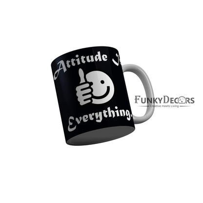 FunkyDecors Attitude Vs Everything Black Funny Quotes Ceramic Coffee Mug, 350 ml Mug FunkyDecors