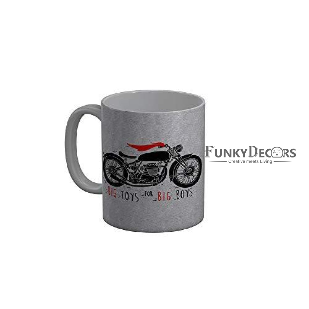 Funkydecors Big Toys For Boys Gray Funny Quotes Ceramic Coffee Mug 350 Ml Mugs