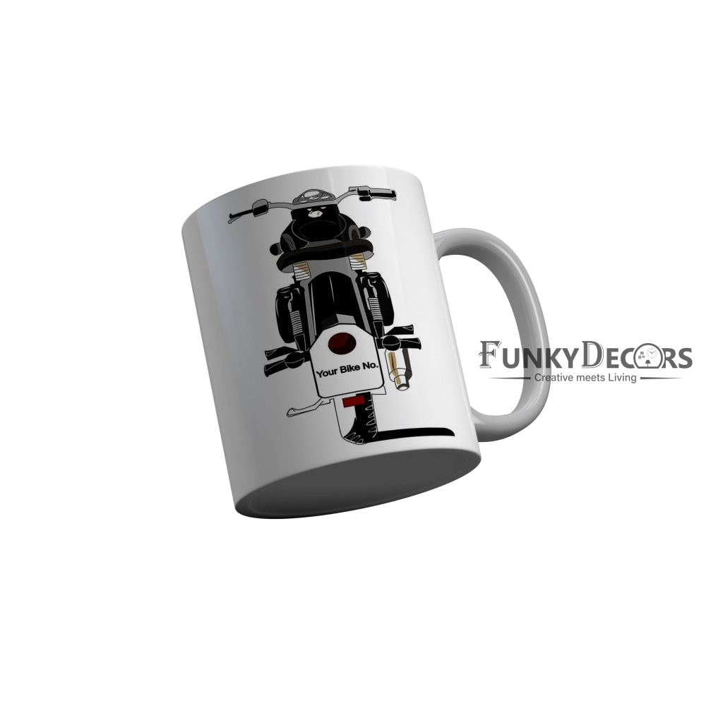 FunkyDecors Bike Grey Ceramic Coffee Mug, 350 ml