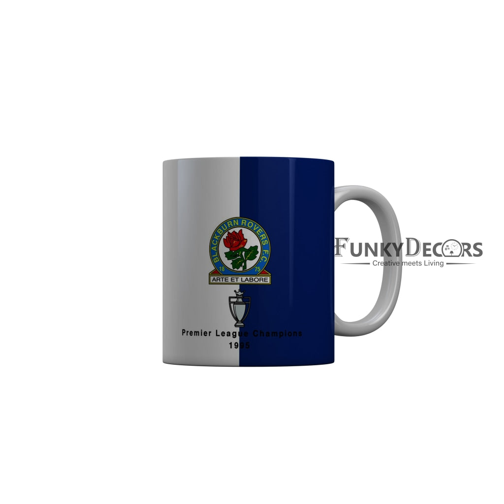 FunkyDecors Blackburn Rovers FC Blue White Ceramic Coffee Mug