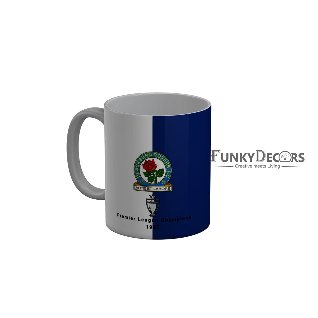 FunkyDecors Blackburn Rovers FC Blue White Ceramic Coffee Mug