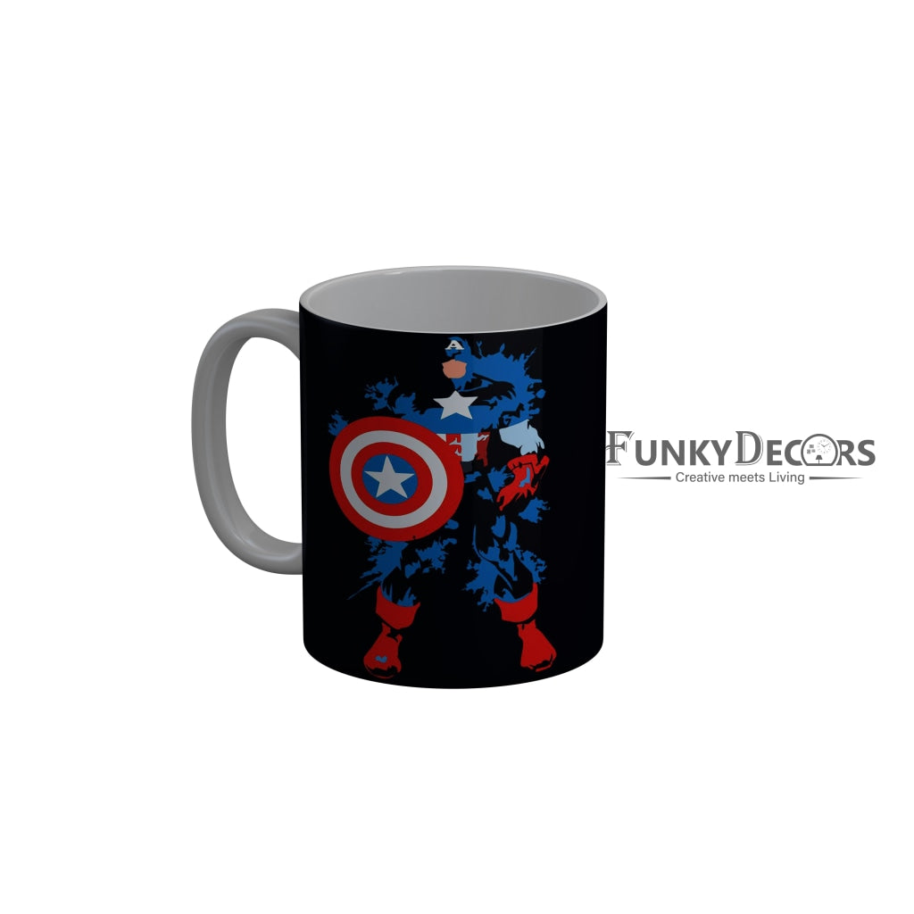 FunkyDecors Captain America Black Ceramic Coffee Mug, 350 ml