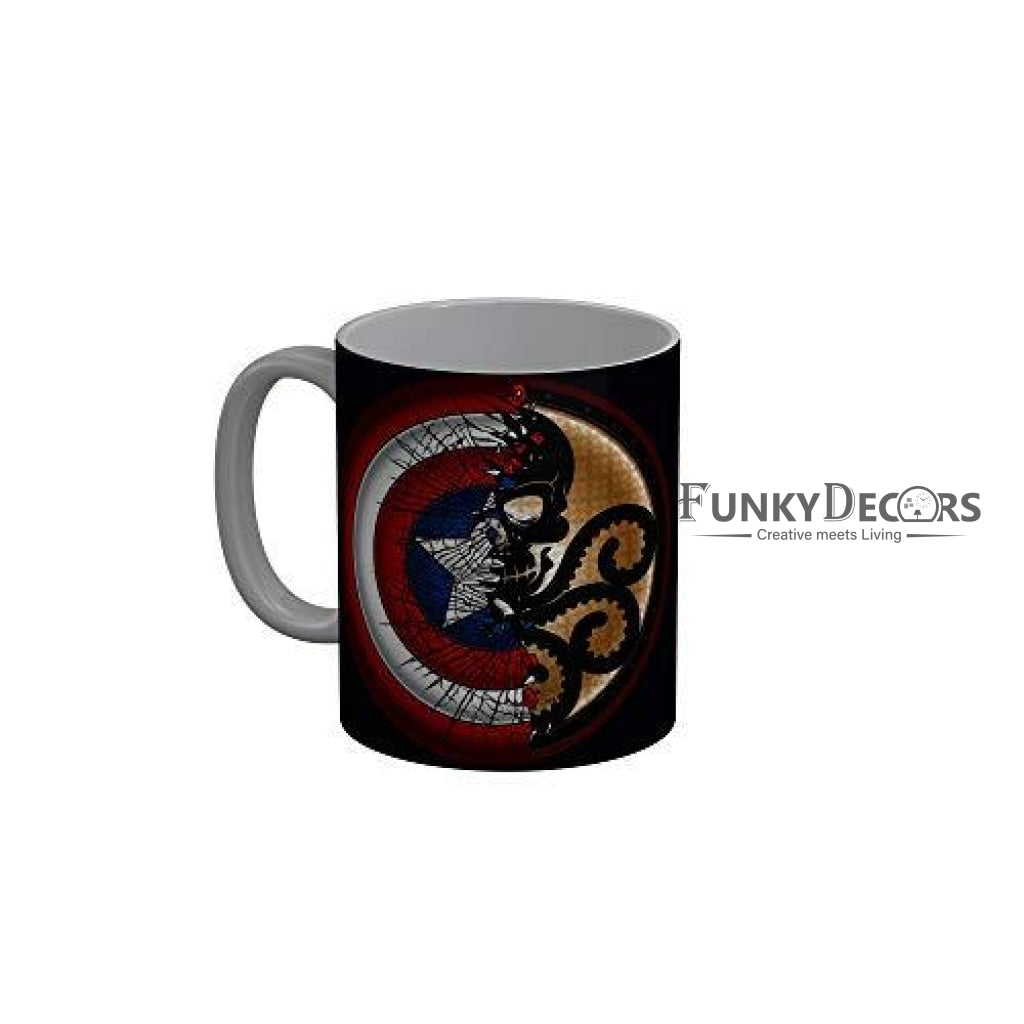 Funkydecors Captain America Black Ceramic Coffee Mug 350 Ml Mugs