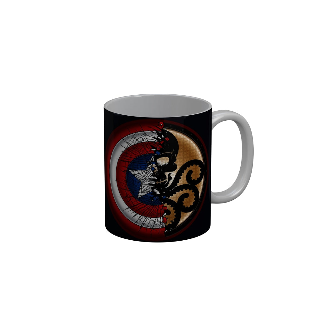 FunkyDecors Captain America Black Ceramic Coffee Mug, 350 ml