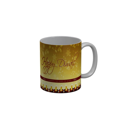 FunkyDecors Celebrate the sprae of divas Happy Diwali Ceramic Mug, 350 ML, Multicolor