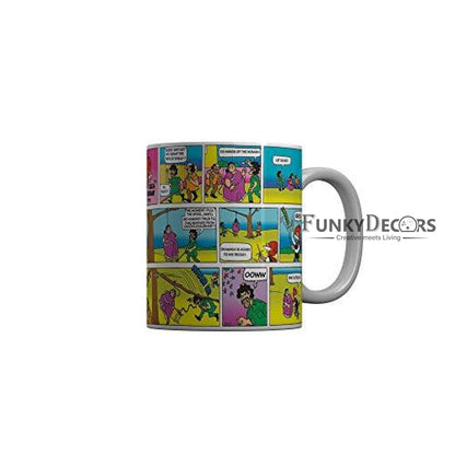 Funkydecors Chacha Choudhary Comic Cartoon Ceramic Mug 350 Ml Multicolor Mugs