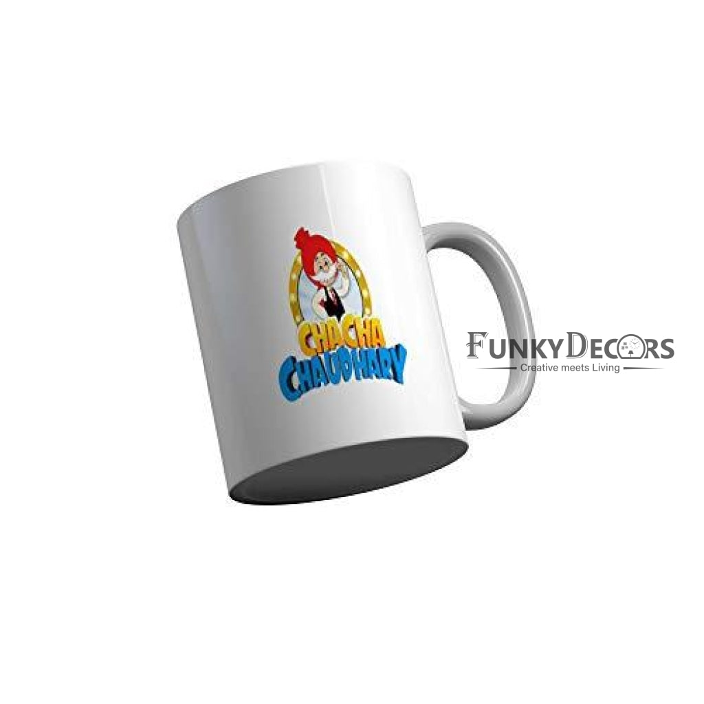 Funkydecors Chacha Choudhary Comic Cartoon Ceramic Mug 350 Ml Multicolor Mugs