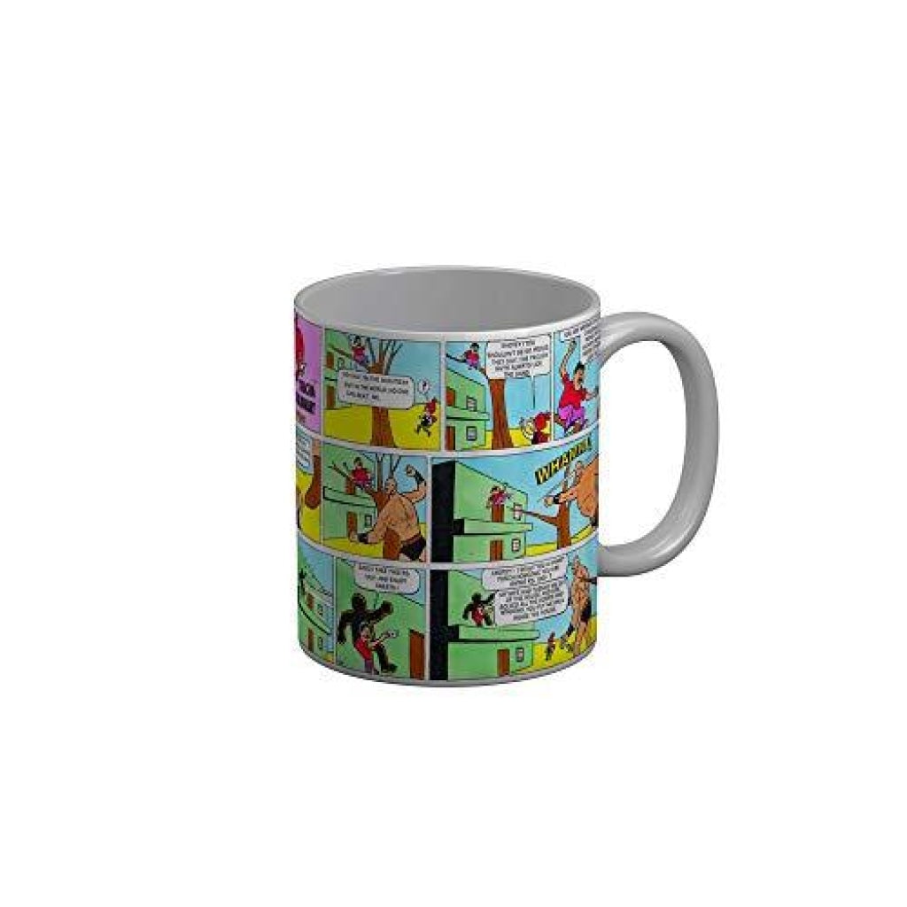 Funkydecors Chacha Choudhary Comic Cartoon Ceramic Mug 350 Ml Multicolor Mugs
