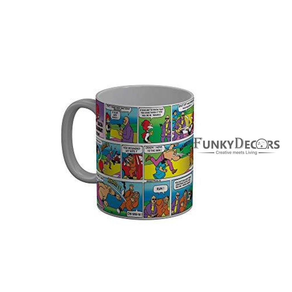Funkydecors Chacha Choudhary Comic Cartoon Ceramic Mug 350 Ml Multicolor Mugs
