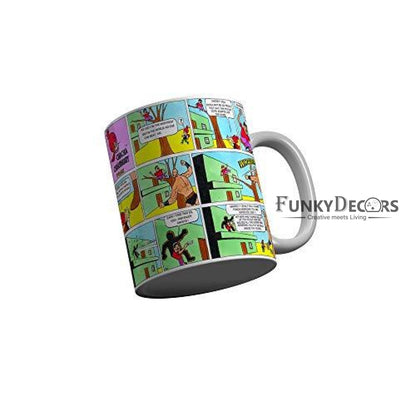 Funkydecors Chacha Choudhary Comic Cartoon Ceramic Mug 350 Ml Multicolor Mugs
