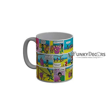 Funkydecors Chacha Choudhary Comic Cartoon Ceramic Mug 350 Ml Multicolor Mugs