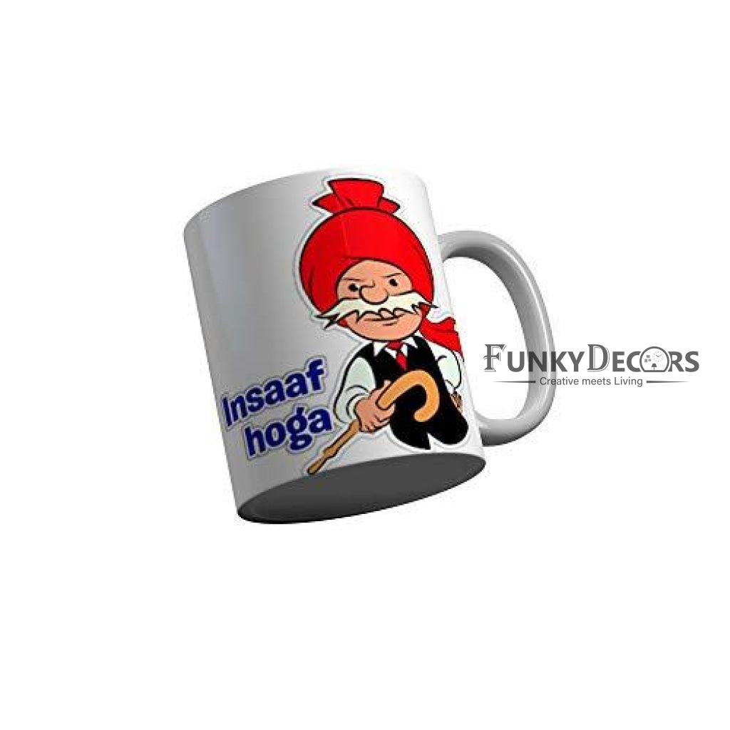 Funkydecors Chacha Choudhary Comic Cartoon Ceramic Mug 350 Ml Multicolor Mugs