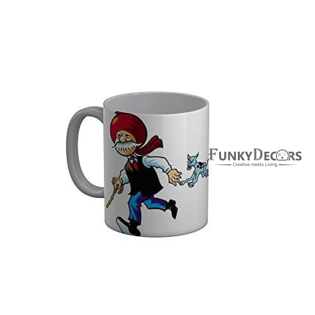 Funkydecors Chacha Choudhary Comic Cartoon Ceramic Mug 350 Ml Multicolor Mugs