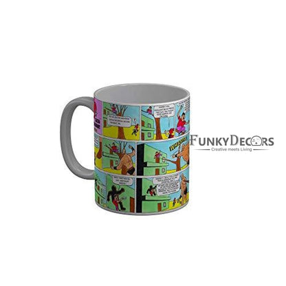 Funkydecors Chacha Choudhary Comic Cartoon Ceramic Mug 350 Ml Multicolor Mugs