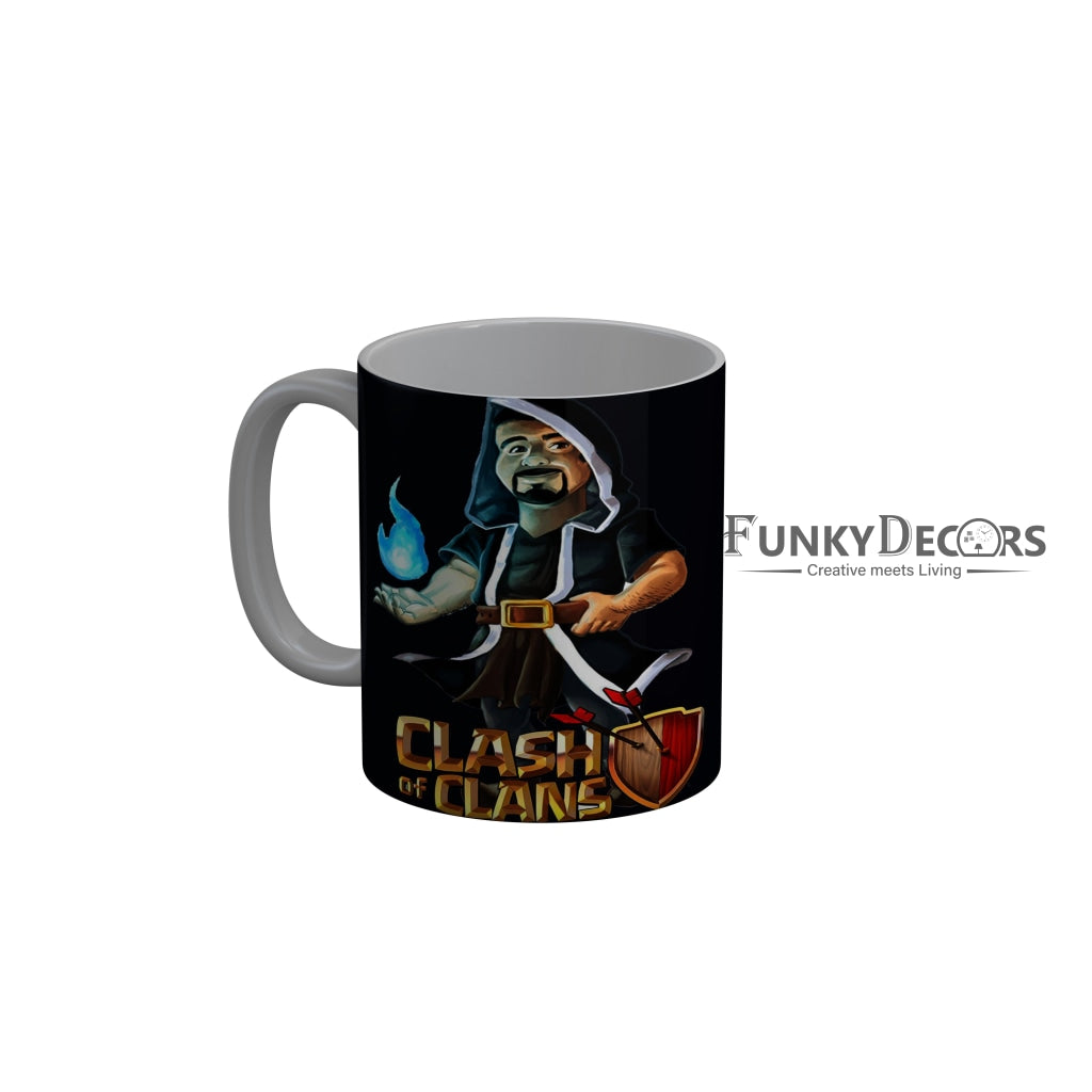 FunkyDecors Clash Of Clans Black Ceramic Coffee Mug, 350 ml