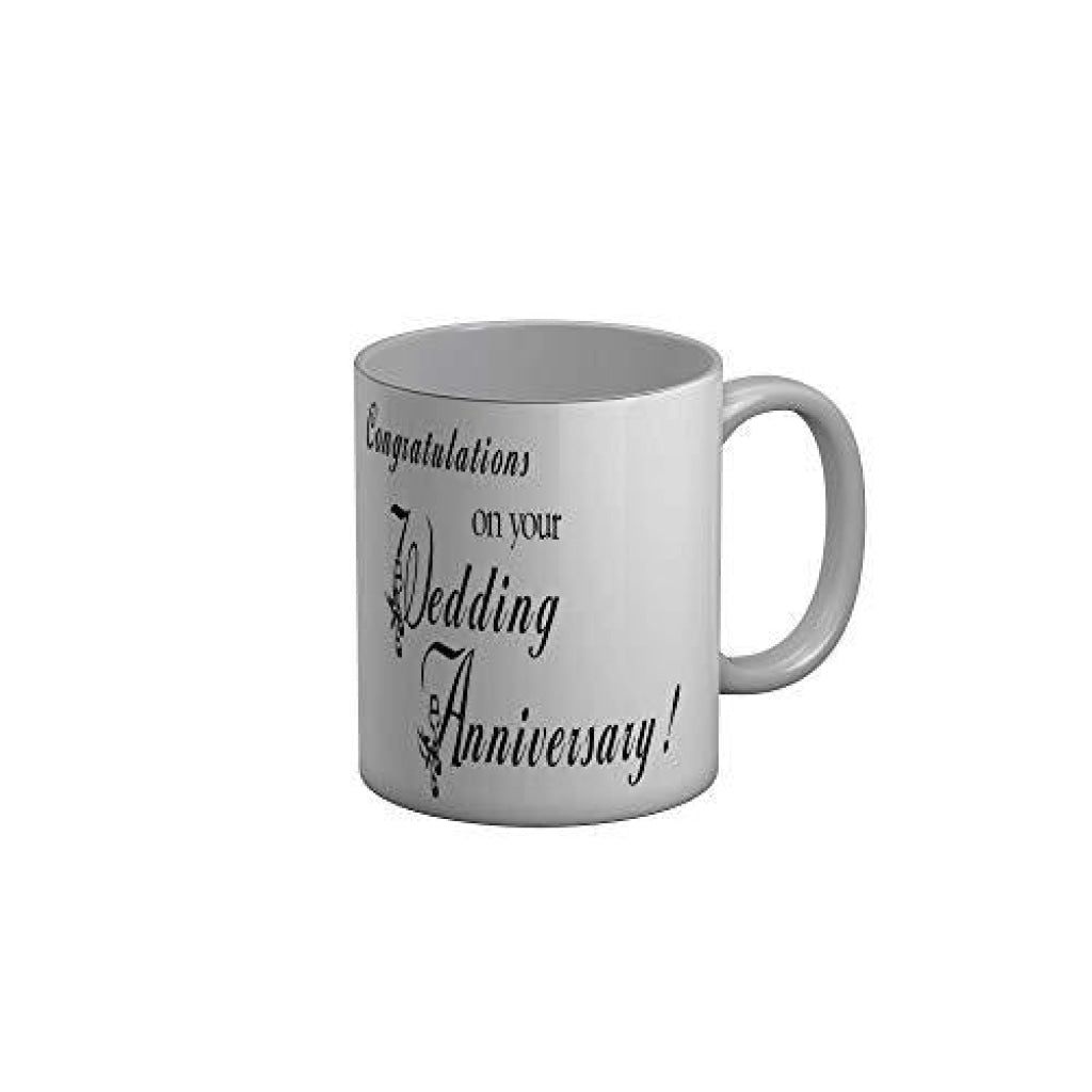 Funkydecors Congratulations On Your Wedding Anniversary Ceramic Mug 350 Ml Multicolor Mugs