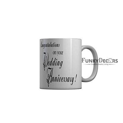 Funkydecors Congratulations On Your Wedding Anniversary Ceramic Mug 350 Ml Multicolor Mugs