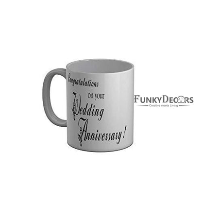 Funkydecors Congratulations On Your Wedding Anniversary Ceramic Mug 350 Ml Multicolor Mugs